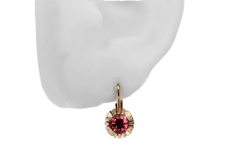 Earrings Ruby Original Vintage 14K Rose Gold Vintage craft vec027r